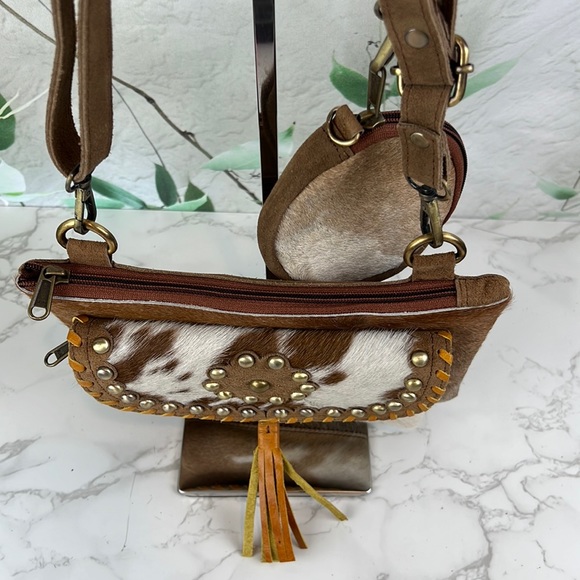 Crazy Heifer HOH Handmade Leather 2 Piece Crossbody Set - Picture 4 of 12